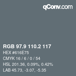 Color code: RGB 97.9 110.2 117 | qconv.com