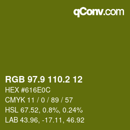 カラーコード: RGB 97.9 110.2 12 | qconv.com