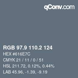 Color code: RGB 97.9 110.2 124 | qconv.com