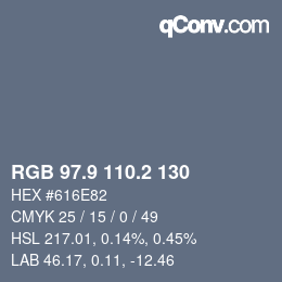 Color code: RGB 97.9 110.2 130 | qconv.com