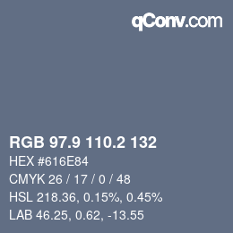 Color code: RGB 97.9 110.2 132 | qconv.com