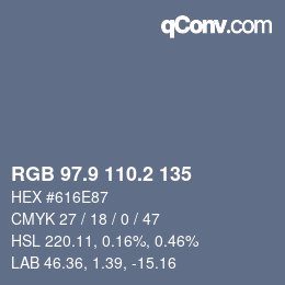 Color code: RGB 97.9 110.2 135 | qconv.com
