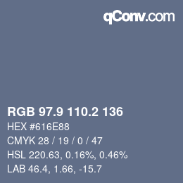 Color code: RGB 97.9 110.2 136 | qconv.com