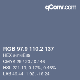 Color code: RGB 97.9 110.2 137 | qconv.com