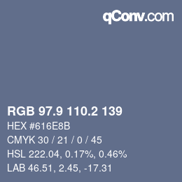 Color code: RGB 97.9 110.2 139 | qconv.com