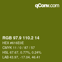 カラーコード: RGB 97.9 110.2 14 | qconv.com