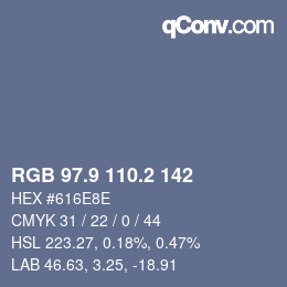 Color code: RGB 97.9 110.2 142 | qconv.com