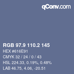 カラーコード: RGB 97.9 110.2 145 | qconv.com