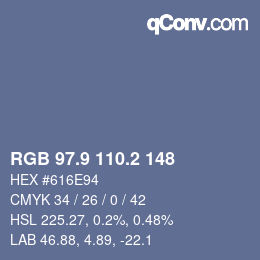 カラーコード: RGB 97.9 110.2 148 | qconv.com