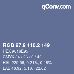 Color code: RGB 97.9 110.2 149 | qconv.com