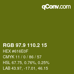 カラーコード: RGB 97.9 110.2 15 | qconv.com