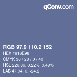 Color code: RGB 97.9 110.2 152 | qconv.com