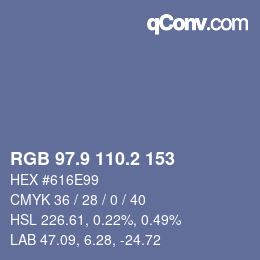 カラーコード: RGB 97.9 110.2 153 | qconv.com