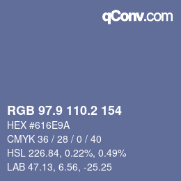 カラーコード: RGB 97.9 110.2 154 | qconv.com