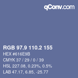 Color code: RGB 97.9 110.2 155 | qconv.com