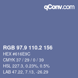 Color code: RGB 97.9 110.2 156 | qconv.com