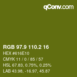 カラーコード: RGB 97.9 110.2 16 | qconv.com