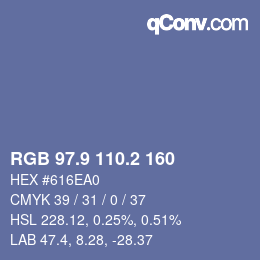 Color code: RGB 97.9 110.2 160 | qconv.com