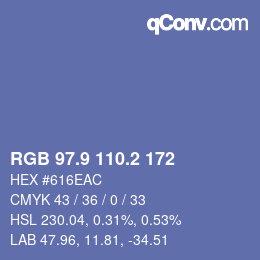 カラーコード: RGB 97.9 110.2 172 | qconv.com