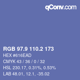 Color code: RGB 97.9 110.2 173 | qconv.com