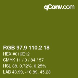 カラーコード: RGB 97.9 110.2 18 | qconv.com
