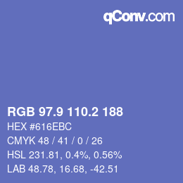 カラーコード: RGB 97.9 110.2 188 | qconv.com
