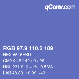 カラーコード: RGB 97.9 110.2 189 | qconv.com
