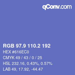 カラーコード: RGB 97.9 110.2 192 | qconv.com