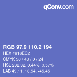 カラーコード: RGB 97.9 110.2 194 | qconv.com