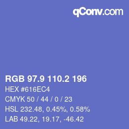 カラーコード: RGB 97.9 110.2 196 | qconv.com