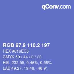 カラーコード: RGB 97.9 110.2 197 | qconv.com