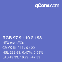カラーコード: RGB 97.9 110.2 198 | qconv.com