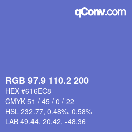 カラーコード: RGB 97.9 110.2 200 | qconv.com