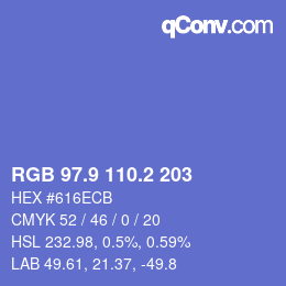 カラーコード: RGB 97.9 110.2 203 | qconv.com