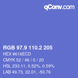 カラーコード: RGB 97.9 110.2 205 | qconv.com