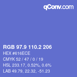 カラーコード: RGB 97.9 110.2 206 | qconv.com