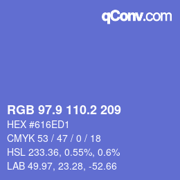 カラーコード: RGB 97.9 110.2 209 | qconv.com