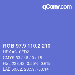 カラーコード: RGB 97.9 110.2 210 | qconv.com