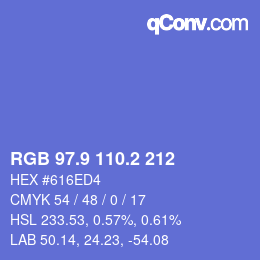 カラーコード: RGB 97.9 110.2 212 | qconv.com
