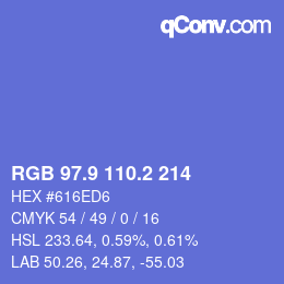 カラーコード: RGB 97.9 110.2 214 | qconv.com