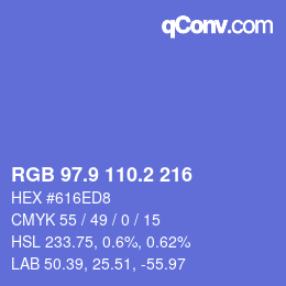 カラーコード: RGB 97.9 110.2 216 | qconv.com