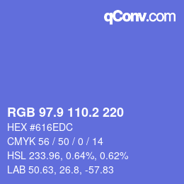 カラーコード: RGB 97.9 110.2 220 | qconv.com