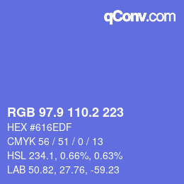 カラーコード: RGB 97.9 110.2 223 | qconv.com