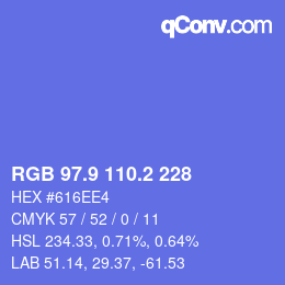 カラーコード: RGB 97.9 110.2 228 | qconv.com