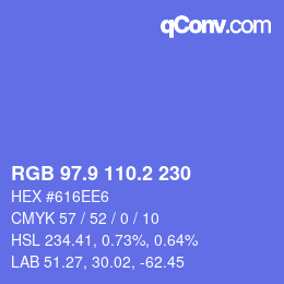 カラーコード: RGB 97.9 110.2 230 | qconv.com