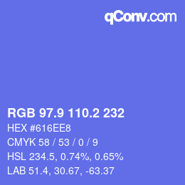 カラーコード: RGB 97.9 110.2 232 | qconv.com