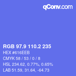 カラーコード: RGB 97.9 110.2 235 | qconv.com