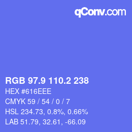 カラーコード: RGB 97.9 110.2 238 | qconv.com