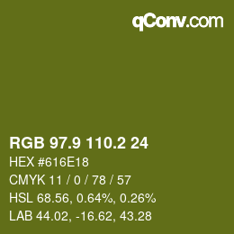 カラーコード: RGB 97.9 110.2 24 | qconv.com