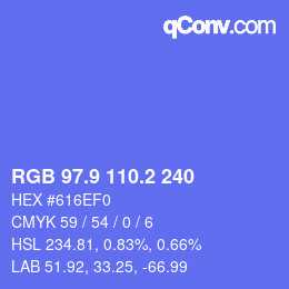 カラーコード: RGB 97.9 110.2 240 | qconv.com